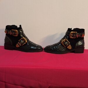 Kurt Geiger Leather London Maddox Suede and Leather Ankle Booties